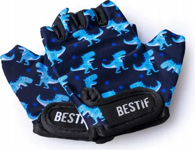 Produktbild von BESTIF Kinder Fahrradhandschuhe für Jungen und Mädchen Fingerlose Radhandschuhe Halbfinger | Klettverschluss | Gel Polsterung (Dinosaur, S/M)