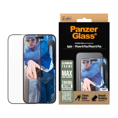 Immagine prodotto di PanzerGlass ® Screen Protector Telaio in alluminio iPhone 16 Plus | 15 Plus | Ultra-Wide Fit
