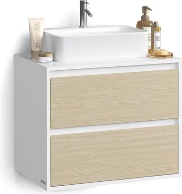 Immagine prodotto di Mobile da bagno a parete, 2 cassetti, 40 x 60 x 50 cm, bianco e beige