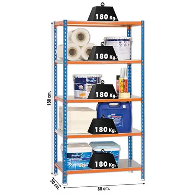 Immagine prodotto di SIMONCLICK MINI scaffale in metallo 5/300 BLU/LARANJA/GALVA