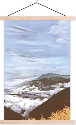 Produktbild von MuchoWow® Textilposter Wolken - Berg - Himmel 120x180 cm mit holzfarbenen Rahmen - Textil-Plakat