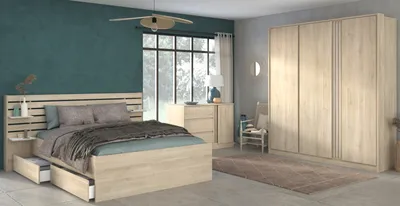 Produktbild von Komplettschlafzimmer "Escale"3-teilig, Bett 160 x 200 cm, 3-türiger Kleiderschrank
