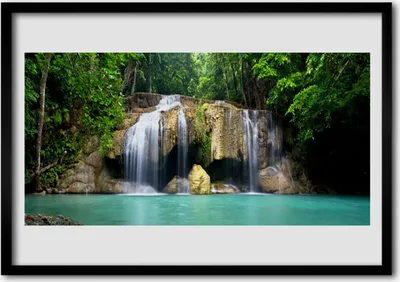 Produktbild von Bild 70x50 MDF-Rahmen Wandkunst Baum Wasserfall Natur
