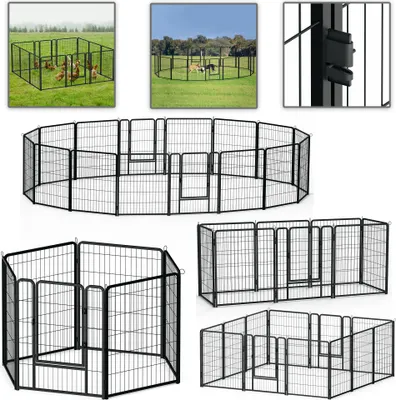Produktbild von XINZI 8-teilig Welpenauslauf 80cm hoch, Welpenlaufstall mit 1 Türen, Faltbare Freilaufgehege Hunde Laufstall Tierlaufstall für Wohnung & Garten