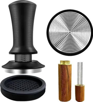 Produktbild von Kaffee Tamper 51mm Espresso Tamper Set Wdt Tool mit 6 0.4mm Dickem Edelstahl Espresso Nadel für Cafes und Kaffeeliebhaber