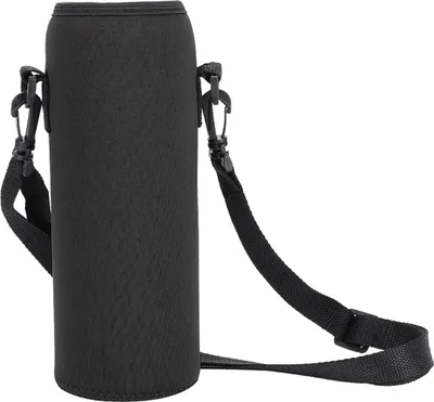 Produktbild von Neopren Flaschenhülle für Outdoor, 1000ml isolierte Trinkflasche Tragetasche mit Schultergurt, schwarz