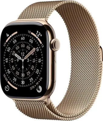 Obrázok produktu pre Apple Watch Series 11 GPS + Cellular, 46 mm, zlaté titánové puzdro, zlatý milánsky remienok S/M