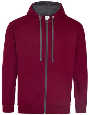 Immagine prodotto di Just Hoods JH053 | Felpa con cappuccio Varsity Zoodie con cerniera - Colore: Borgogna/Antracite (melange) - Taglia: XXL