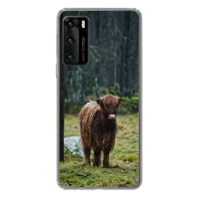 Produktbild von MuchoWow® Handyhülle Schutzhülle Hülle für Huawei P40 Schottischer Hochländer - Wald - Moos Silikon Softcase Handy Hülle - Handytasche