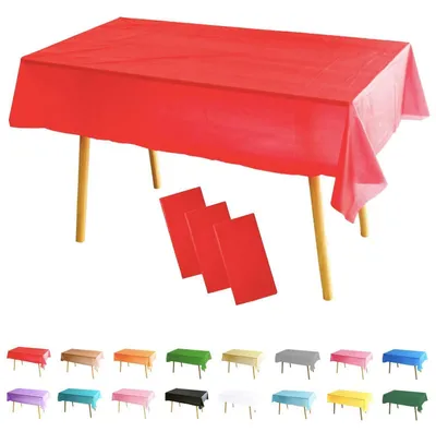 Obrázek produktu pro 3 kusy obdélníkových ubrusů, červené barvy, rozměry 137 x 274 cm, vyrobené z plastu, voděodolné