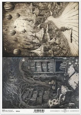 Immagine prodotto di ITD carta di riso decoupage tecnica artigianale tovagliolo di carta-R2514 Scenario misterioso