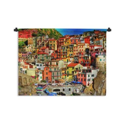 Produktbild von MuchoWow® Wandteppich Wandbehang Bunte Häuser in den Bergen von Cinque Terre 120x90 cm Tapisserie Dekoration Wandtuch - Wohnen - Aufhänger für die Wand