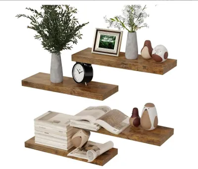 Produktbild von Set mit 4 Wandregalen für Wanddekoration, braun