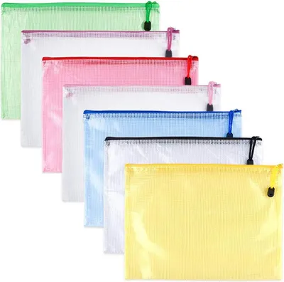 Produktbild von Zipp File Portemonnaies PVC Ziplock Tasche Mesh Dokumententaschen für Schule Büro Kosmetik Quittungen Aufbewahrung Hausaufgaben Aufbewahrung 21 Stück