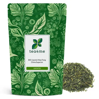 Produktbild von tea4me BIO Jasmin Mao Feng Grüntee aus China Superior Topgrown