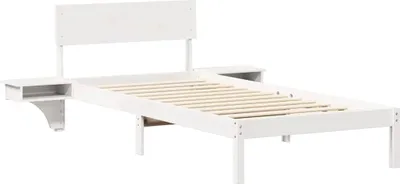Zdjęcie produktu dla Łóżko Drewniane 100x200 Białe Rama Łóżka ze Stelażem Jednoosobowe