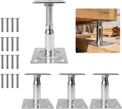 Obrázek produktu pro Nastavitelné dřevěné podpěrné tyče na terasy – stříbrná barva – délka 10–15 cm