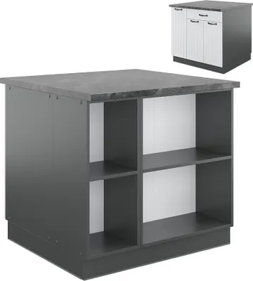 Produktbild von Kücheninsel Vicco Fame-Line Weiß Landhaus/Anthrazit 90 cm mit Schublade, ohne Arbeitsplatte, Model 38715