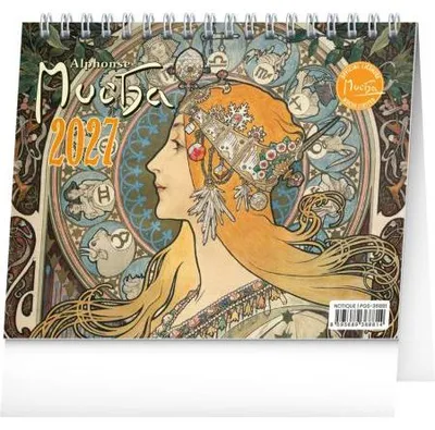 Immagine prodotto di NOTIQUE Calendario da tavolo Alfons Mucha 2027, 16,5 x 13 cm