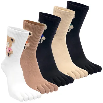 Produktbild von Damen Zehensocken Baumwolle 5 Paar Niedliche Tier Karikatur Muster Größe 35-40