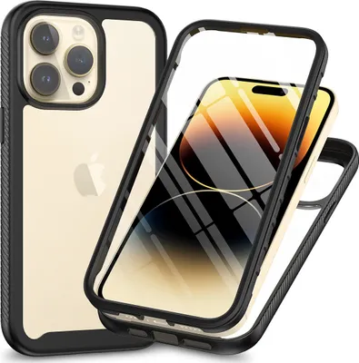 Produktbild von iPhone 15 Pro Hülle, Bumper mit Eingebautem Displayschutz Komplettschutz Schutzhülle für iPhone 15 Pro Schwarz