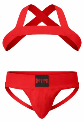 Produktbild von Barcode Berlin - Herren Unterwäsche - Vorteilspack 1x Sergey Jockstrap + 1x Matt Pop Harness Redtomato - Größe M