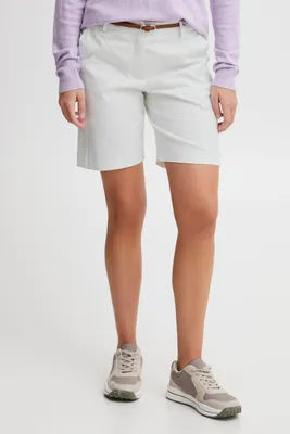 Produktbild von OXMO OXDaney Shorts Damen Chino Shorts Elegante Kurze Hose mit Kunstledergürtel Regular-Fit Baumwolle mit Stretch