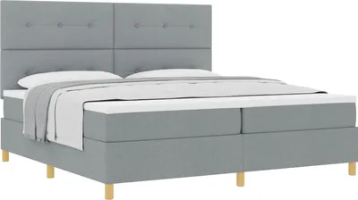 Zdjęcie produktu dla vidaXL Łóżko sprężynowe z materacem jasnoszare 200 x 200 cm tkanina