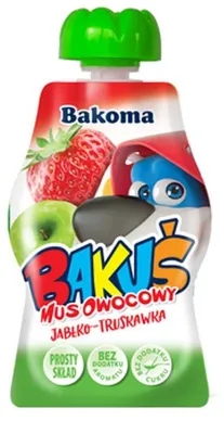 Zdjęcie produktu dla Bakuś do kieszonki Mus owocowy jabłko-truskawka 90g