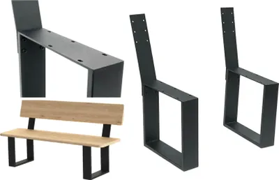 Immagine prodotto di DanDiBo 2x gambe della panca in metallo nero con schienale set Piedi solidi per panca fai da te 96478 Telaio per panca da giardino Telaio per panca robusto e stabile