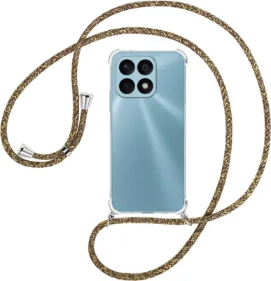 Produktbild von Handykette Backcover-Schutzhülle mit Band (Metall silberfarben) für Honor X8a (6.75'') - braun+beige