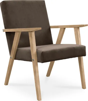 Produktbild von BETTSO Bettso Sessel Gepolsterter Cocktailsessel LISEK Braun Beine aus Buchenholz