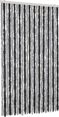 Produktbild von vidaXL Fliegenvorhang Grau und Schwarz 100x220 cm Chenille