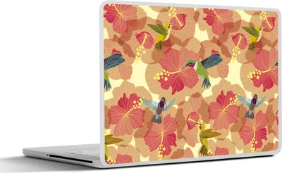 Produktbild von MuchoWow® Laptop Aufkleber Sticker Cover Vogel - Blume - Muster - Kolibri 32.5x23.5 cm - Sticker für Laptop - Selbstklebend