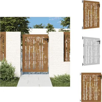 Obrázek produktu pro vidaXL Zahradní brána 85x150 cm Corten ocel bambusový design - Zahradní brány