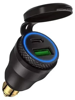 Image de Adaptateur de charge USB, conception étanche, deux ports USB, QC 3.0 - Type C