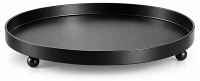 Obrázek produktu pro Dekorativní podnos, kulatý, průměr 30 cm | Kovová deska, černá, s 3 nožičkami | Dekorace na stůl