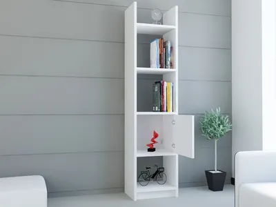 Obrázok produktu pre Skye Decor, kvalitná knižná polica, biela, 33,1 x 150 x 29,5 cm | 100% melamínová drevotrieska, hrúbka 18 mm | Viaceré police, možnosť montáže na stenu, moderný dizajn.