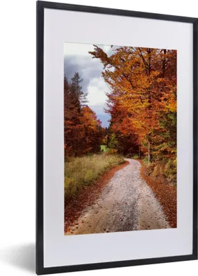 Produktbild von MuchoWow® Gerahmtes Poster Herbst - Herbstblätter - Weg - Wald 40x60 cm - Poster mit Schwarzem Bilderrahmen Wandposter Rahmen Foto Bilder - Poster in Rahmen