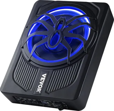 Image de Subwoofer de voiture 10 pouces 440 W sous siège avec éclairage d'ambiance bleu Système de subwoofer