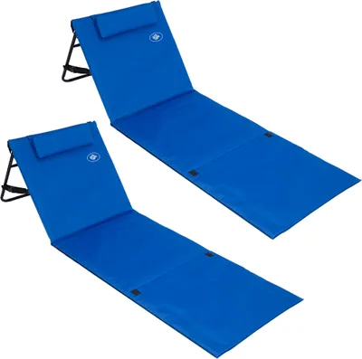 Image de DETEX® 2x Tapis de plage Bleu 158x56cm transat rembourré avec dossier pliable natte de plage transportable extérieur