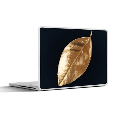 Produktbild von MuchoWow® Laptop Aufkleber Sticker Cover Blätter - Schwarz und Gold - Luxus - Natur - Pflanzen 31x22.5 cm - Laptop-Deko