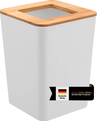 Produktbild von bremermann Kosmetikeimer calvi aus Bambus und Kunststoff | Abfalleimer | Abfalleimer 5,5 Liter, weiß