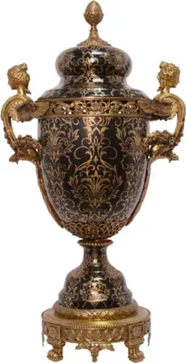 Image de Casa Padrino Vase en porcelaine baroque avec 2 poignées et couvercle - Vase Hôtel de luxe