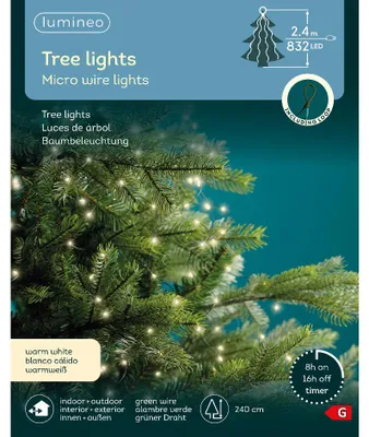 Obrázek produktu pro Lumineo Micro LED osvětlení stromu z 832 LED zelené bílé 240cm