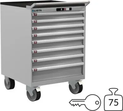 Produktbild von Lista Schubladenschrank - 78.668.020 - 1.112 x 717 x 725 mm (HxBxT) - 8 Schubladen - 75 kg - Key Lock - lichtgrau (RAL 7035)