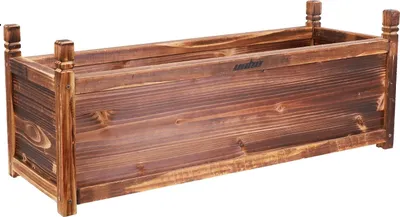 Immagine prodotto di Fioriera in legno, pino massiccio, marrone scuro, 90 cm x 30 cm x 34 cm, L