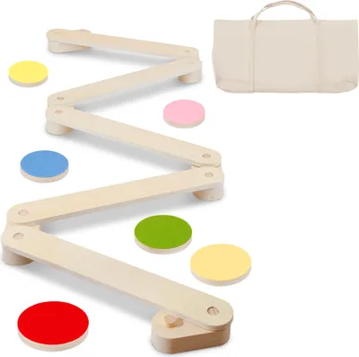 Produktbild von Bettizia Balancierbalken Kinder, Holz Schwebebalken mit Balanciersteine & Tragetasche, Spielzeug fur Koordination und Stabilitat