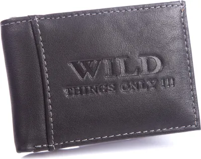 Produktbild von Wild Thing's Only Herren Mini Geldbörse RFID Echtleder Münzfach Druckknopf Schwarz