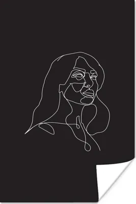 Produktbild von MuchoWow® Poster Frau - Strichzeichnung - Schwarz 80x120 cm - Papierdruck
